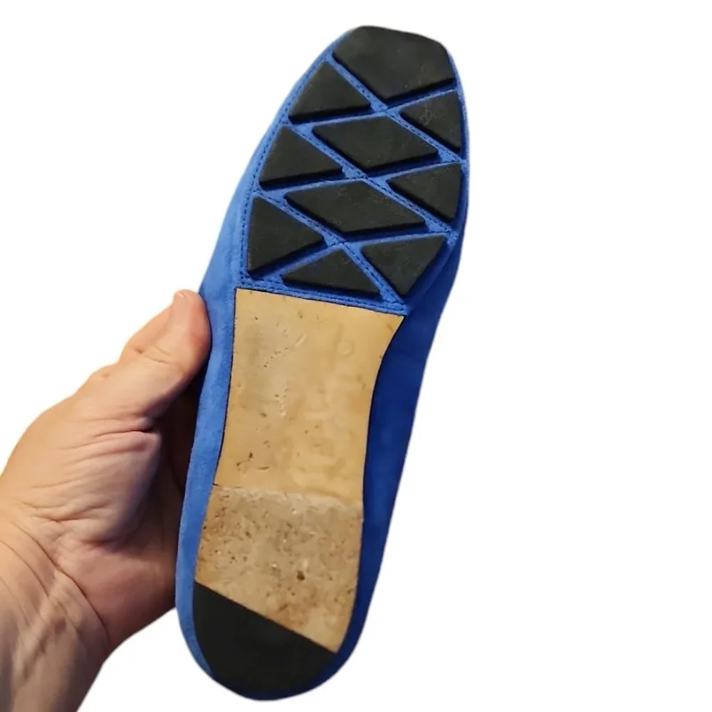 Tory Burch Blue Suede Logo Loafers